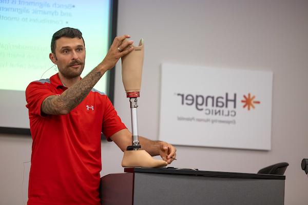 MSPO professor with prosthetic leg